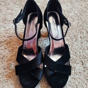 Black velvet heels